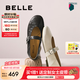 百麗（Belle）七夕禮物復(fù)古褶皺面瑪麗珍女25秋新商場(chǎng)款羊皮舒適單鞋E3U1DCQ5 黑色 38