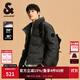 杰克·瓊斯（JACK&JONES）25年冬季新款男裝羽絨服男士潮流老花滿(mǎn)印短款保暖立領(lǐng)鴨絨服外套 E44黑砂色 M 175