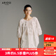 艾諾絲雅詩【商場同款】夏季新品時(shí)尚立體圓圈花朵雪紡衫上衣女30535045 白色 M