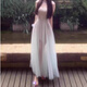 蕓蕁裙子女夏季2025新款絕美清純海邊度假仙女裙氛圍感氣質(zhì)網(wǎng)紗吊帶連 長(cháng)吊帶+藍色連衣裙 2XL 130-140