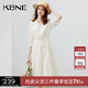 KBNE連衣裙女白色小個子長裙2025新款氣質(zhì)法式V領(lǐng)中袖萊賽爾裙子 米色 M