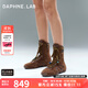 DAPHNE LAB方糖拳擊靴 德訓底獵裝短靴復古中筒西部靴女靴25秋新款游牧風(fēng) 咖色 37 (235mm)
