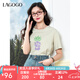lagogo顯白舒適百搭菠蘿印花T恤女拉谷谷2025年夏季新款短袖上衣 淺綠色 L