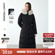 朗姿【王楚然同款】霍爾多巴吉鵝絨狐貍毛領(lǐng)女冬季新款羽絨服 黑色 M