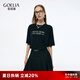歌莉婭男女同款天絲T恤2025新款休閑寬松短袖上衣打底衫1E6J0B250 00B黑色 S