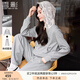 香影灰色休閑運(yùn)動(dòng)套裝女2025秋季新款蕾絲衛(wèi)衣衛(wèi)褲兩件套整套穿搭 淺灰 S 55/80A/85-95斤