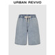 UR2025夏季新款男裝時(shí)尚休閑松緊腰抽繩牛仔短褲UMF850054
