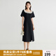 獨束大碼女裝優(yōu)雅蕾絲花邊領(lǐng)小黑裙夏裝赫本風(fēng)高腰A字中長(cháng)款裙子 赫本黑-長(cháng)款 L (尺碼：2)