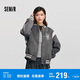 森馬（Semir）外套女刺繡拼接撞色寬松夾克2024冬季仿毛呢棒球服109724108004