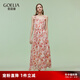 歌莉婭真絲連衣裙2025新款玫瑰花桑蠶絲吊帶裙高端度假長(zhǎng)裙1E4L4K0D0 9CD粉紅玫瑰花園印花 S