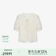 Basic House/百家好新中式提花刺繡襯衫女款夏季國風(fēng)盤扣短袖上衣 米色 S 80-105斤