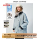 VEGA CHANG羽絨服女款冬季2025年新款90白鴨絨貉子毛領(lǐng)保暖外套 霧藍(lán)色 M