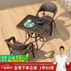 紫葉陽(yáng)臺(tái)藤椅三件套茶幾桌椅組合室外庭院花園休閑椅小茶幾藤編靠背椅 2把【升級(jí)密藤椅】+【方桌D80】