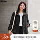 MsShe【設計感抽褶花苞外套】大碼女裝2025秋季胖mm顯瘦寬松上衣 黑色現貨 XL