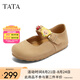 他她（TATA）黃油小熊聯(lián)名瑪麗珍女鞋夏外穿勃肯鞋圓頭休閑鞋 淺棕 37