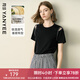 顏域黑色短袖T恤女2025夏季新款高級(jí)感天絲顯瘦氣質(zhì)露肩氣質(zhì)上衣 黑色 L