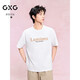 GXG男裝265g重磅字母繡花圓領(lǐng)短袖T恤涼感索羅娜24年夏白色XL