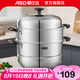 愛(ài)仕達（ASD）蒸鍋不銹鋼蒸鍋加厚復底帶蒸籠蒸篦 電磁爐燃氣明火通用 三層蒸鍋（半玻璃蓋） 26cm
