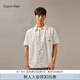 Calvin KleinJeans春夏男士潮流復(fù)古ck經(jīng)典布標(biāo)貼袋純棉短袖牛仔襯衫J325774 1AA-牛仔白 M