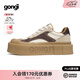 共跡gongji【張顏齊同款】男鞋復(fù)古美拉德休閑鞋方頭厚底板鞋情侶運動鞋女鞋 焦茶棕 /偏大半碼 35 （228mm）