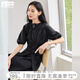 對白法式氣質(zhì)襯衫連衣裙女2025夏季新款初戀小白裙燈籠袖收腰長(cháng)裙 氣質(zhì)黑 S
