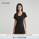 Calvin KleinJeans夏季女士法式U領(lǐng)刺繡ck性感辣妹顯瘦黑色T恤連衣裙J221674 BEH-太空黑 S