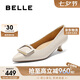 百麗時(shí)尚優(yōu)雅單鞋女25春新商場(chǎng)真皮氣質(zhì)高跟鞋D3N1DAQ5 米白 37