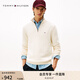 TOMMY HILFIGER【半拉鏈小高領(lǐng)】25新款秋冬男純棉平紋立領(lǐng)商務(wù)休閑針織衫 【休閑合身版】米白色AEF XS （推薦：120斤以下）