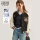 Teenie Weenie小熊女裝春秋款時(shí)尚休閑空氣層撞色刺繡棒球服外套 黑色 S