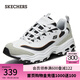 斯凱奇（Skechers）七夕禮物送男友黑白金熊貓鞋老爹鞋男女同款運動增高復古666114 白色/淺灰色/WLGY 41