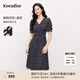 珂萊蒂爾2025夏季新款復(fù)古波點(diǎn)連衣裙女V領(lǐng)短袖經(jīng)典裙子 黑色 L