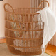 無(wú)不為歐式仿藤編臟衣籃大號家用衣服收納筐草編洗衣籃ins風(fēng)浴室臟衣簍 小號（寶寶衣物/內衣襪子收納）