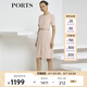 PORTS寶姿商場(chǎng)同款新品女裝氣質(zhì)明線壓褶短袖連衣裙 珠光粉 M (6)