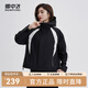 雪中飛秋冬新款百搭時尚休閑連帽短款拼接軟糯親膚大口袋女百搭羽絨服 黑色|8056 M 165/88A