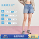 simple pieces【天絲牛仔短褲】夏新款SPS牛仔四面彈剪邊四分褲女 水洗淺藍(現貨) XL 93/95 （115-120斤）