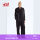 H&M女裝襯衫2025夏季新款亞麻寬松松馳感薄外套微落肩襯衣1258631 黑色 M 165/96