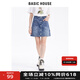 BASIC HOUSE/百家好復(fù)古藍(lán)A字半身牛仔短裙女夏季高腰顯瘦短裙 藍(lán)色 M