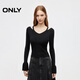 ONLY 2025秋季休閑氣質(zhì)設計感甜美V領(lǐng)露肩針織衫女|125324024
