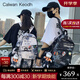 CALWAN KEODH書包男女ins初中高中大學(xué)生潮流大容量雙肩包輕便電腦旅行背包 黑色【小牛掛件+隨機(jī)徽章】實用小眾百搭通勤運動大包
