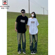 AEMAPE情侶裝夏季情侶衣服2025新款夏天港風(fēng)潮流純棉短袖t恤 白色+黑色 均碼 男XL+女L