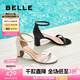 百麗（Belle）復古一字帶涼鞋女商場同款優(yōu)雅高跟涼鞋D8V1DBY5 黑色 36 (230mm)