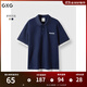 GXG男裝 假兩件通勤時(shí)尚polo衫休閑時(shí)尚翻領(lǐng)短袖上衣  25夏新品 藏青色 XL