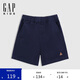 GAP【大小童同款】男童2025夏季新款細斜紋梭織短褲兒童裝774524