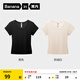 蕉內(nèi)【趙露思同款】涼皮501Cool女士U領(lǐng)修身肌底衣顯瘦T恤女運動內(nèi)搭 【兩件裝】黑色+奶油白 M