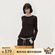 歐時(shí)力OCHIRLY 可機(jī)洗進(jìn)口100%美麗諾羊毛假兩件毛衣女士高級感 啡色 S