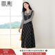 香影復古格子假兩件連衣裙女2025秋季新款收腰拼接學(xué)院風(fēng)中長(cháng)裙子 深灰 XL 170/92A/125-140斤
