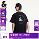杰克·瓊斯（JACK&JONES）25年男裝短袖t恤男夏季【涼感】重磅華夫格寬松潮流鐳射反光半袖 E40黑色 常規 L