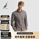 諾帝卡（NAUTICA）【商場同款】男裝秋冬款棉羊毛混紡經(jīng)典舒適格紋襯衫男WO4303 橡皮棕20M L