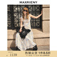 MAXRIENY【方媛同款】藍星花連衣裙優(yōu)雅小飛袖百褶氣質(zhì)收腰長(cháng)裙夏 米白 M