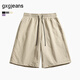 gxg.jeans男裝 多色休閑寬松直筒短褲 25年夏新品 卡其色 XL (180) -32碼